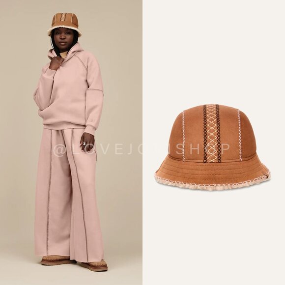 Streetwear | UGG Bucket Hat | Embroidered Authentic Sheepskin Shearling - Picture 1 of 10